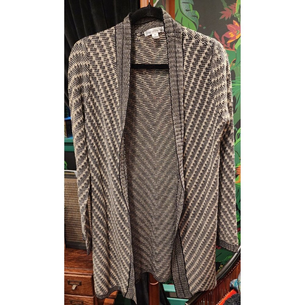 John Paul Richard Women's Houndstooth Open Front Cardigan Sweater Medium